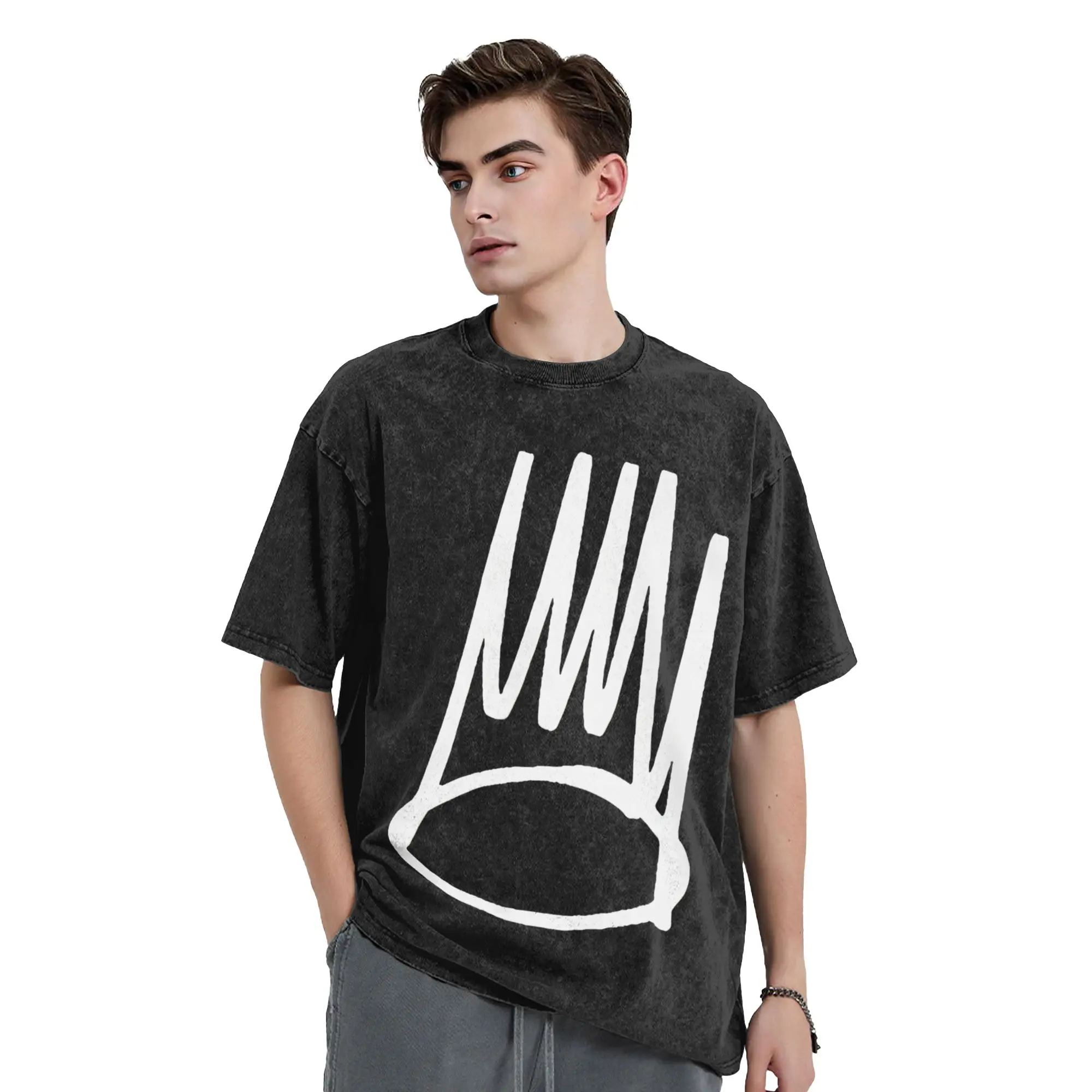 J. Cole Dreamville Crown Logo Men's T Shirts Washed  Casual Tees Short Sleeve Round Neck T-Shirt 100% Cotton Adult Clothes