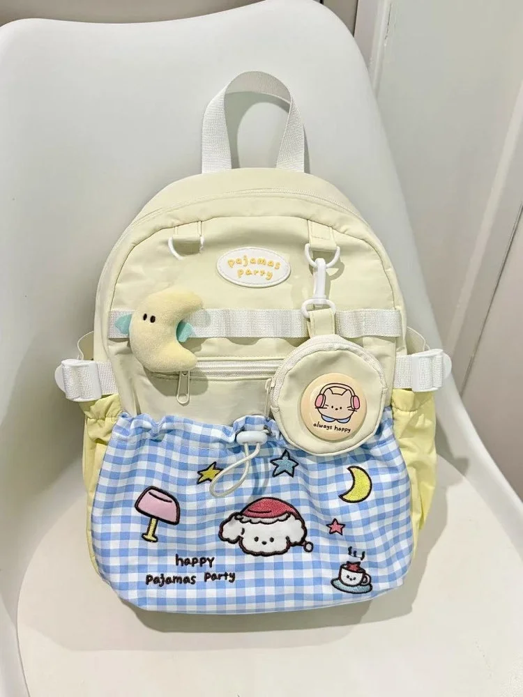 حقيبة ظهر مزدوجة الكتف بتصميم لطيف وشخصي، حقيبة سفر للرحلات الربيعية لطلاب الجامعات، حقيبة مدرسية مقاومة للماء من النايلون