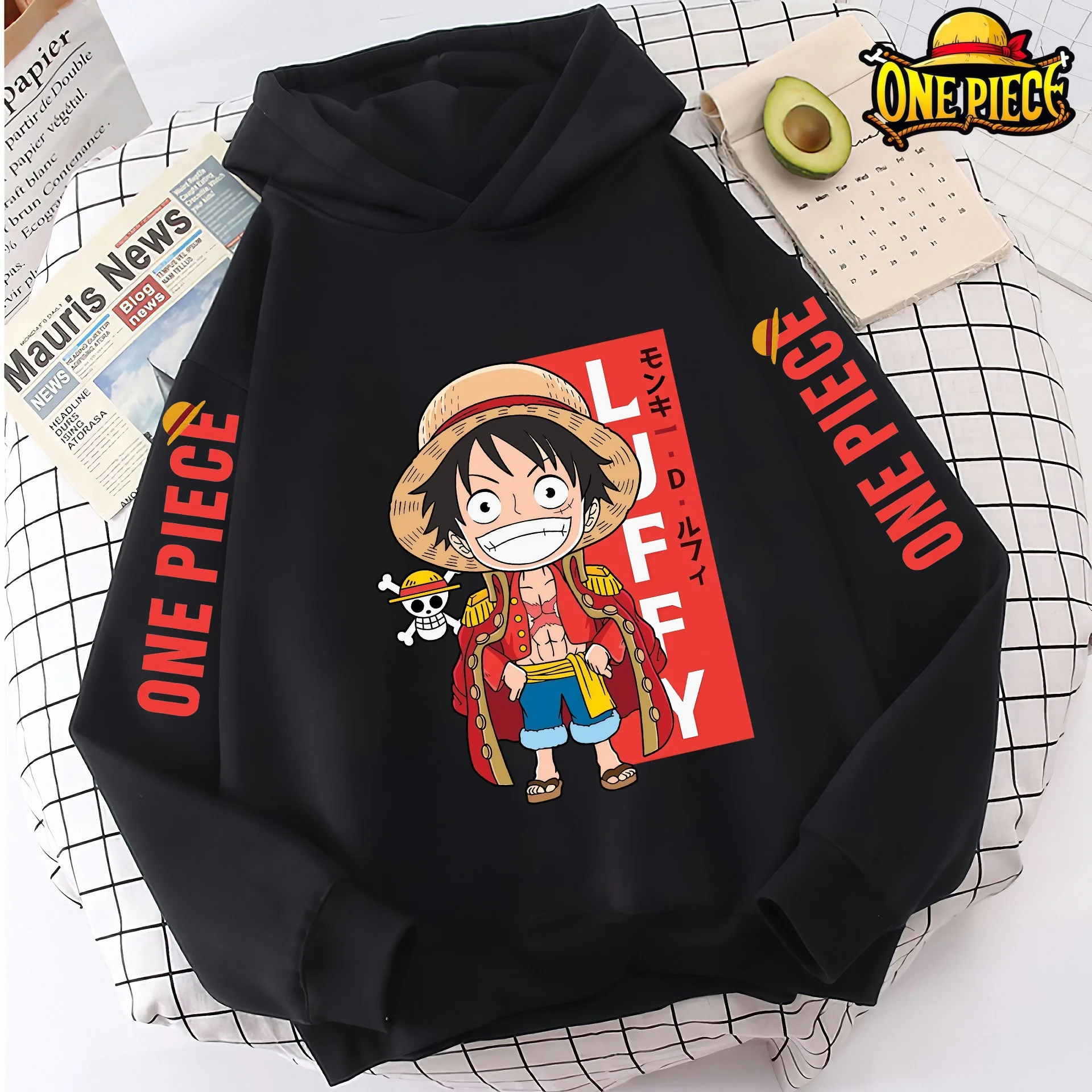 

Kids Boys Anime One Piece Hoodies Luffy Ace Law Roronoa Zoro Streetwear Sweatshirts Pullover Hooded Fashion Costume Casual Wear