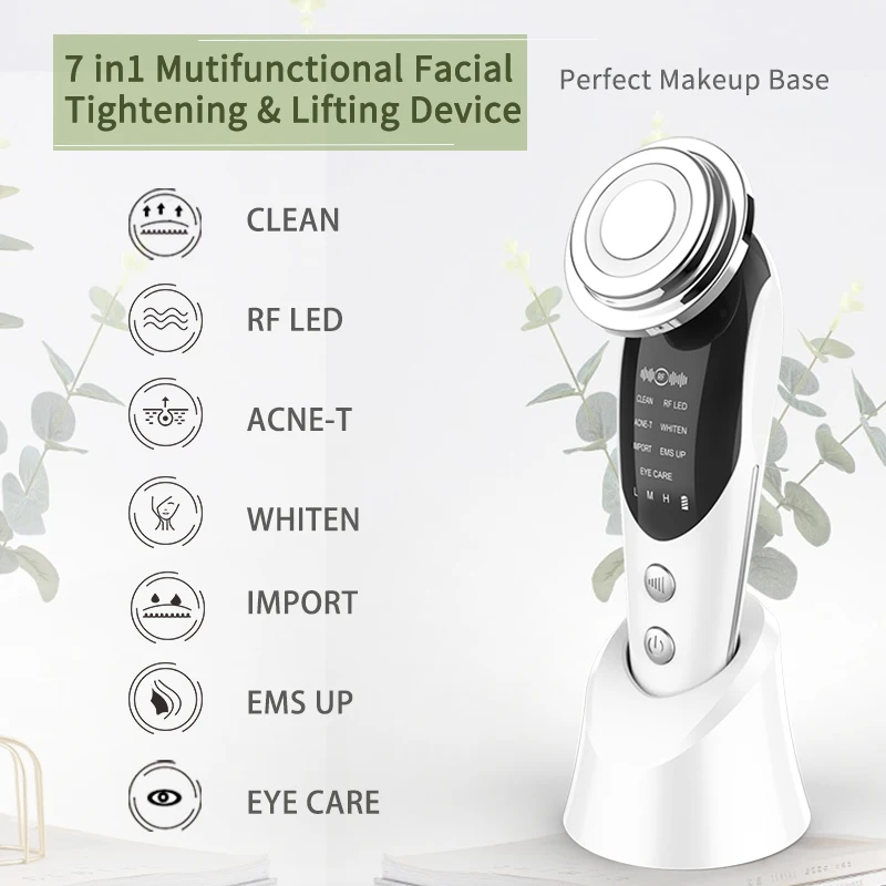 7 In 1 อุปกรณ์ยกกระชับใบหน้า Ems Microcurrent ฟื้นฟูผิว Led เครื่องนวดกระชับใบหน้า Face Beauty Care อุปกรณ์