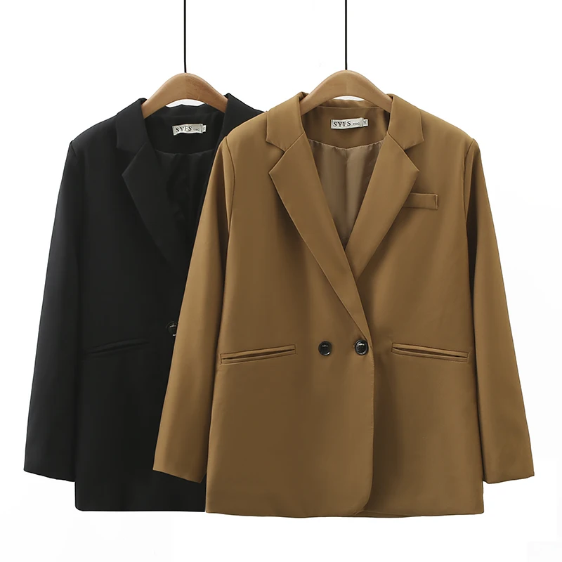 

Coffee Colored Suit Jacket For Women Autumn 2023 Korean Version New High-End Casual Large Size Blazer Office OL Coat Z3029
