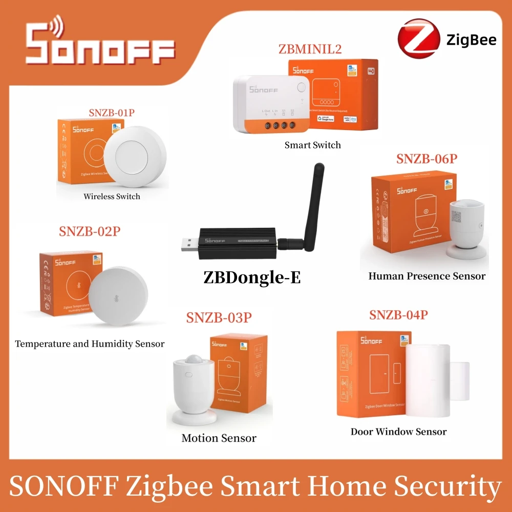 SONOFF SNZB-01P/SNZB-02P/SNZB-03P/SNZB-04P/SNZB-06P ZBMINIL2 ZBDongle-E eWeLink Smart Home Remote Control Via Alexa Google Alice