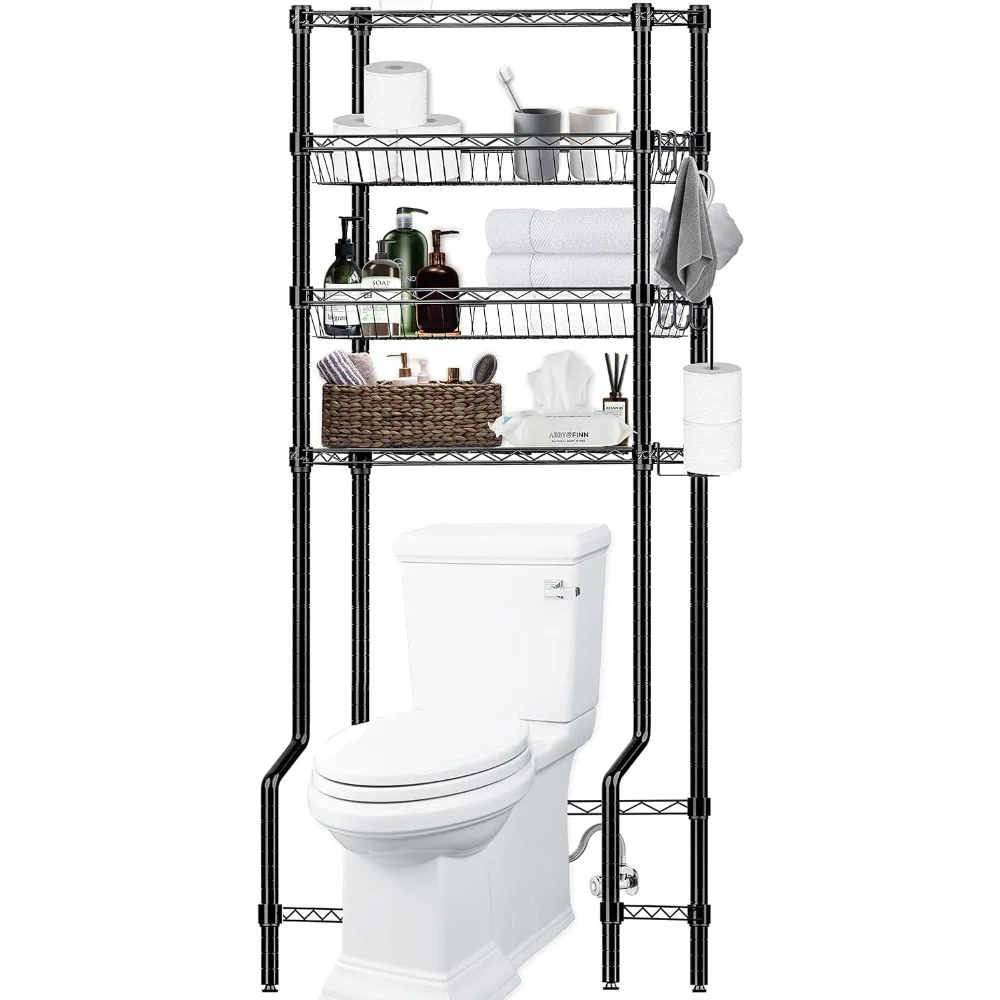 

Metal Bathroom Over Toilet Storage Shelf Above Toilet Storage Rack Freestanding Bathroom Space Saver with Adjustable Shelves