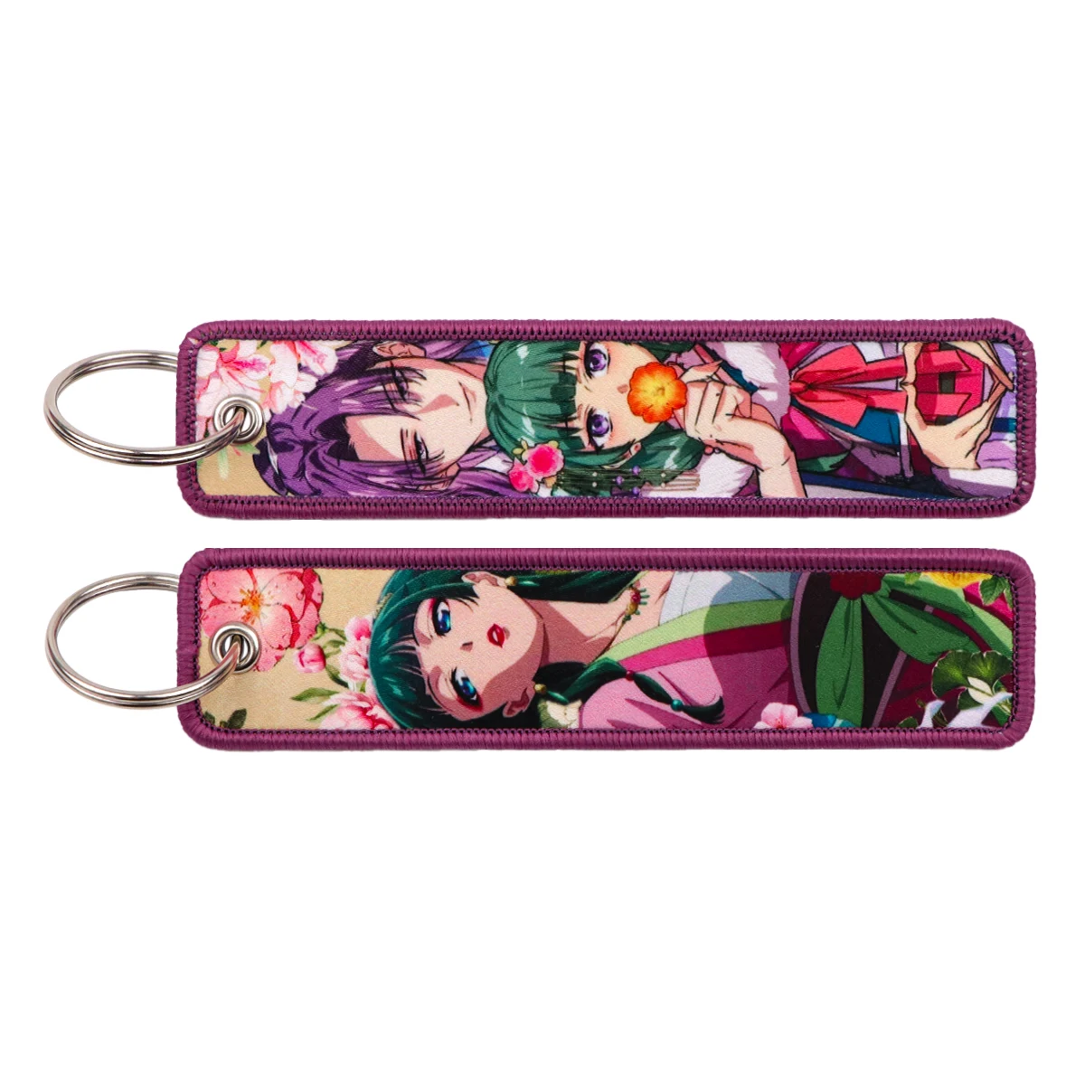 Cute Girls Embroidered Keychains, Anime Couple Design