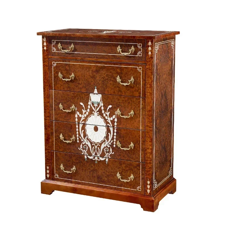 ~*Customized British Acajou Chest of Drawers Bedroom Corner Cabinet Neoclassical Storage Organizer Multi-Drawer Cabinet Furnitur