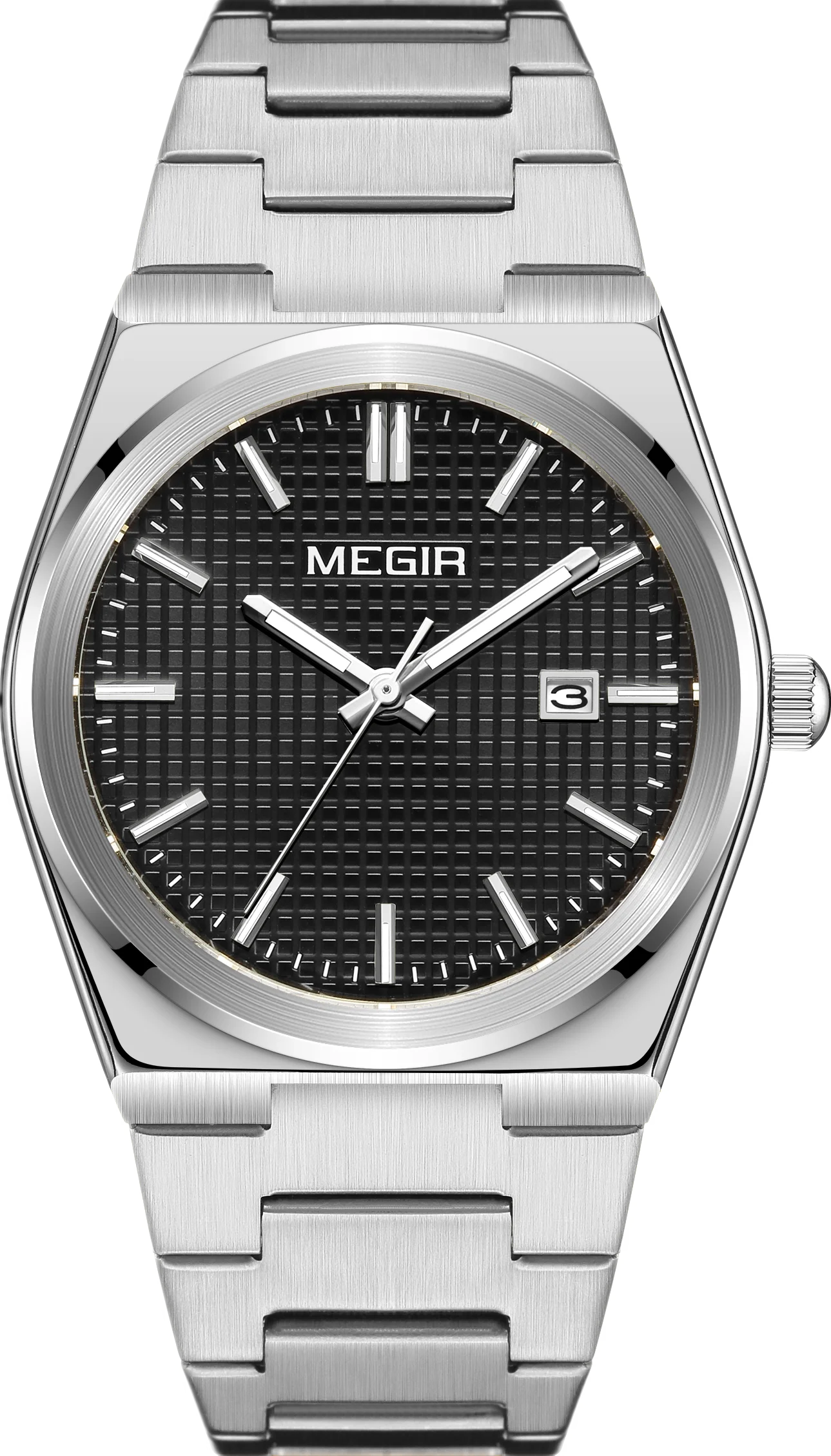 MEGIR Luxury Business Watches for Men Stainless Steel Strap Waterproof Calendar Male Quartz Wristwatch Clock Reloj Hombre 1086