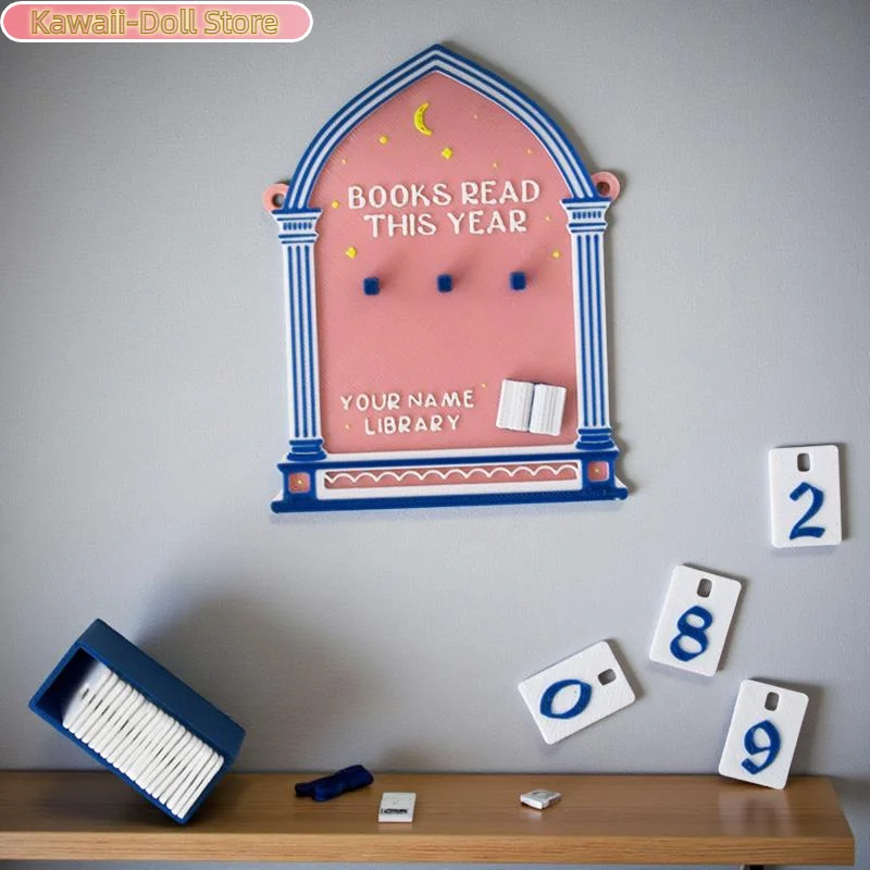 Drewniany licznik książek do czytania w tym roku, wyzwanie do czytania, tracker, dekoracja regałów, klub, klasa, prezenty noworoczne dla miłośników książek, rodzina.
