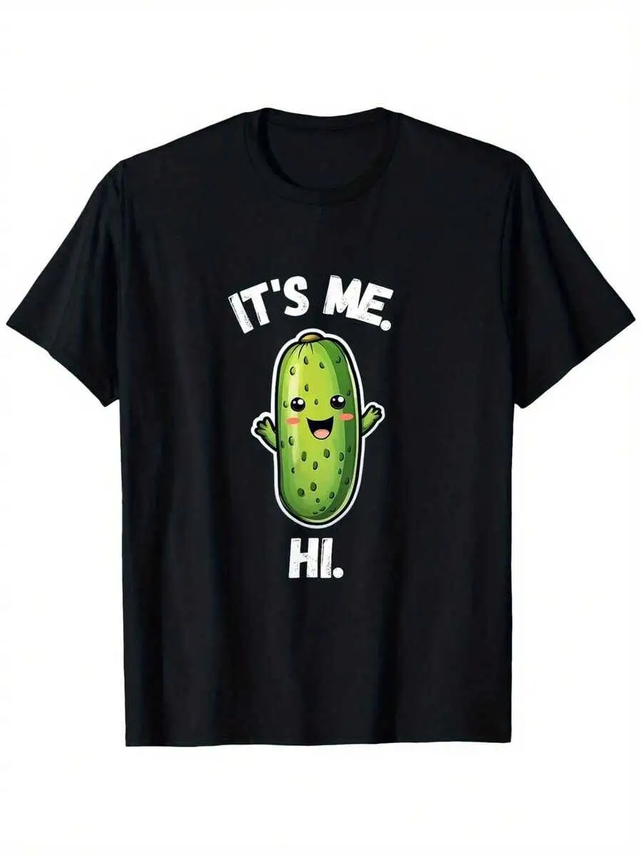 Real Man~Funny Pickle Lover T-Shirt - "It's Me, Hi I'm The Pickle" Graphic Print, Unisex Streetwear Tee With 100% Cotton Trendy