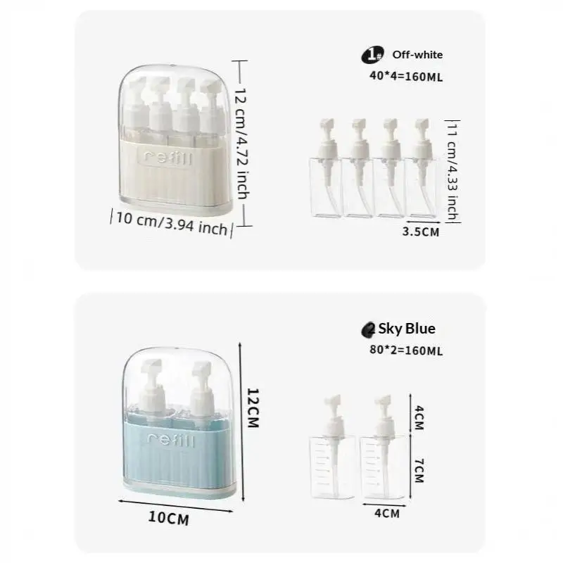 Portable Travel Toiletry Dispenser Set Reusable Leakproof Direct Press Design Containers for Travel Home Daily Use