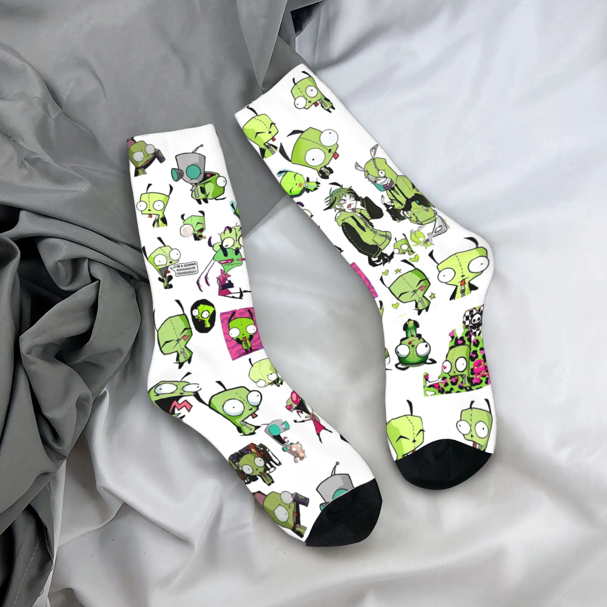 Invaders Zims Gir Cartoon Socks Men Women Polyester Fashion  Socks Harajuku Spring Summer Autumn Winter Middle Tube Socks Gift,