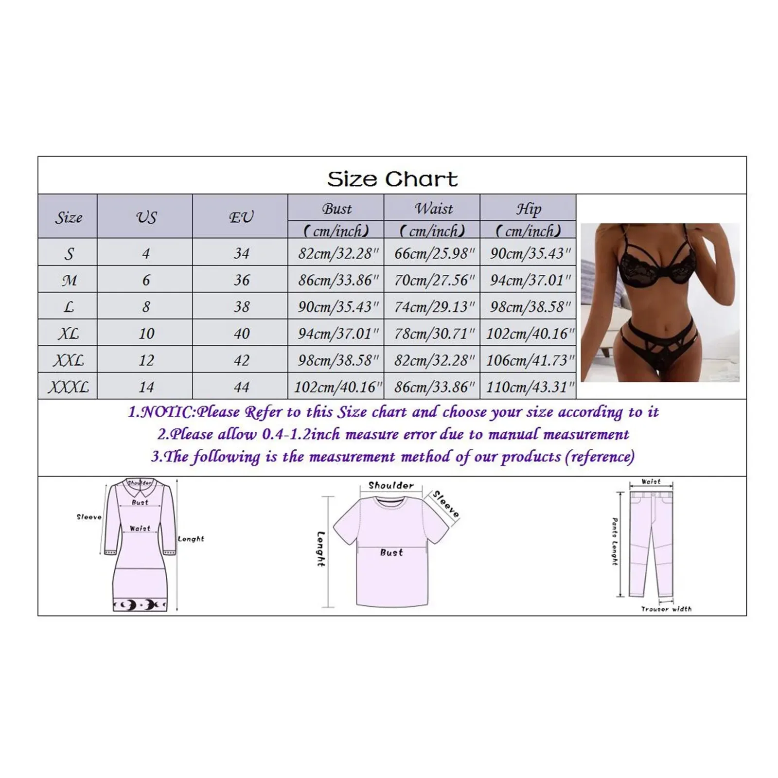 Women'S Sexy Underwear Sets Tow Piece Sexy Black Hollow Out Three-Point Bikini Lingerie Set Lenceria Porno Exotic Costume image 6