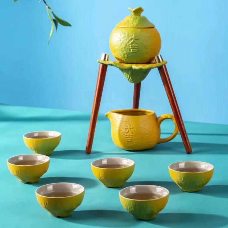 Ceramic Automatic Brewer Lazy Auspicious Kung Fu Tea Set for Company Anniversary Small Gift