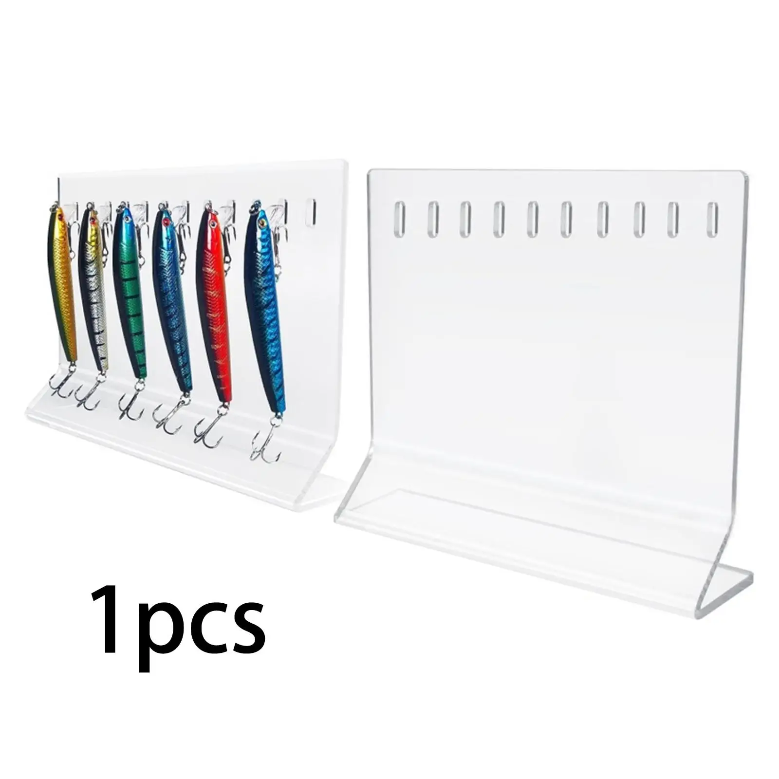 

Premium Acrylic Fishing Lure Organizer Sturdy 10 Hole Display Rack for Artificial Lures Home or Store Decoration