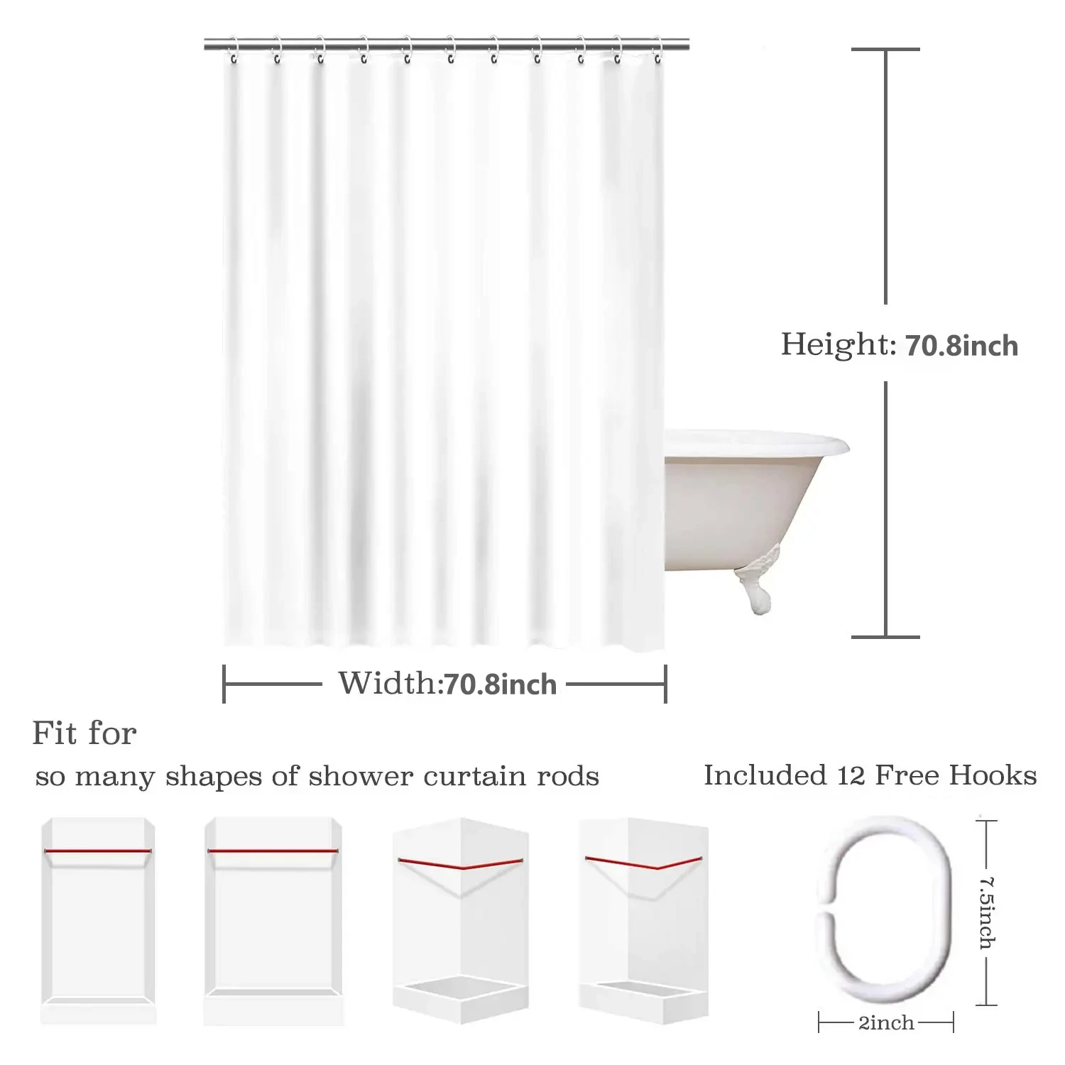 1Pc Luxurious Waffle Weave Shower Curtain Waterproof Soft Cloth Bathroom Curtains With Hooks for Modern Bathtub Decoration