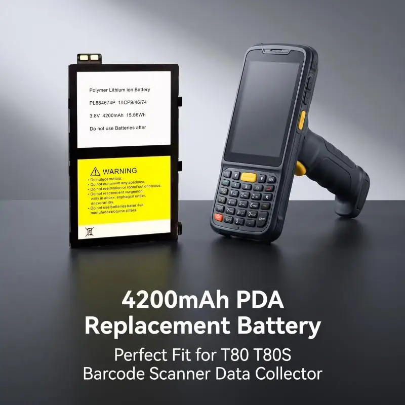 PL884674P 3.8V 4200mAh  Lithium Polymer Replacement Battery Fit T80 T80S Handheld PDA Barcode Scanner Data Collector Terminal