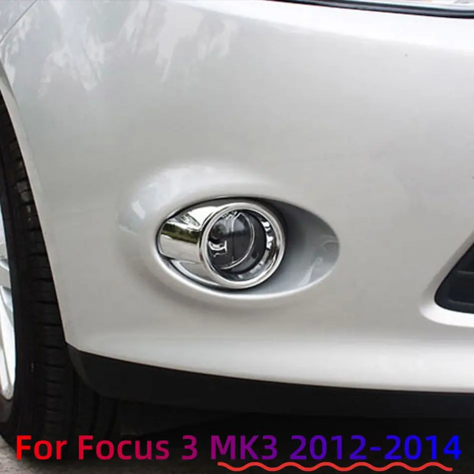 2pcs Front Fog Light Cover Fit for Ford Focus 3 Mk3 2012 2013 2014 ABS Chrome Lamp Trim Bezel Bumper Foglight Car Accessories view 3