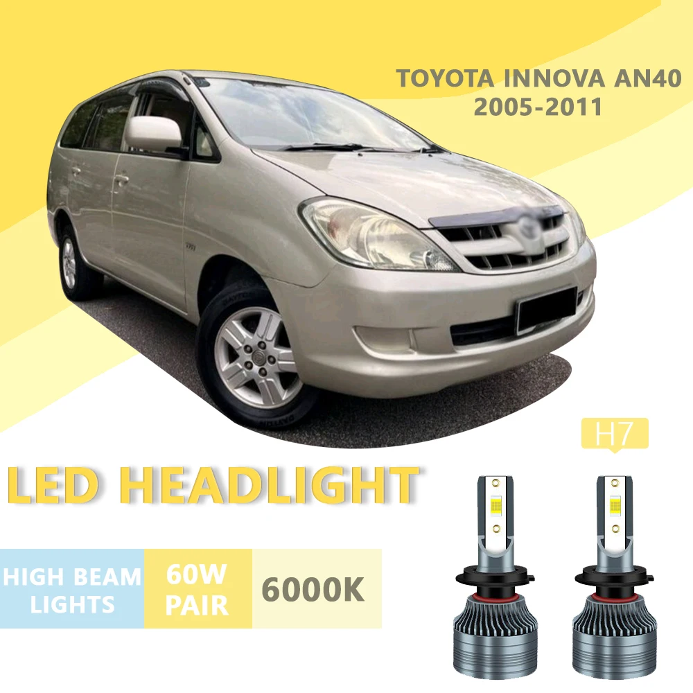 

2PCS FOR TOYOTA INNOVA An40-2005-2011 6000k H7 Super Bright Hi/Lo Beam Headlamp Lampu LED Headlight Bulb White Light