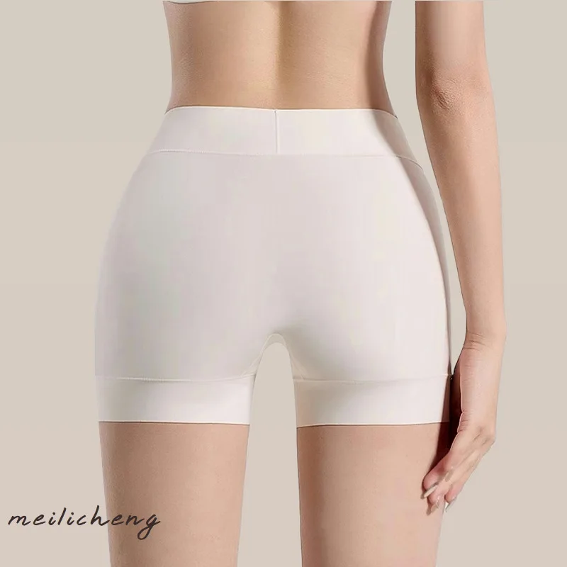 High Waist Seamless Nylon Briefs Women's Anti-Light Flat Angle Underwear Breathable Comfortable Large Size Home Clothes