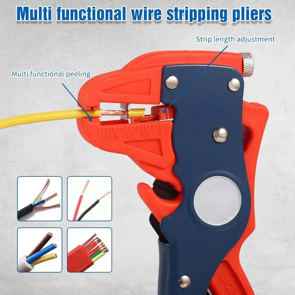 New Quickstriper Wire Striper, Self Adjusting Wire Stripper, Multifunctional Wire Stripper Crimper Cable Cutter Pliers 2 in 1.