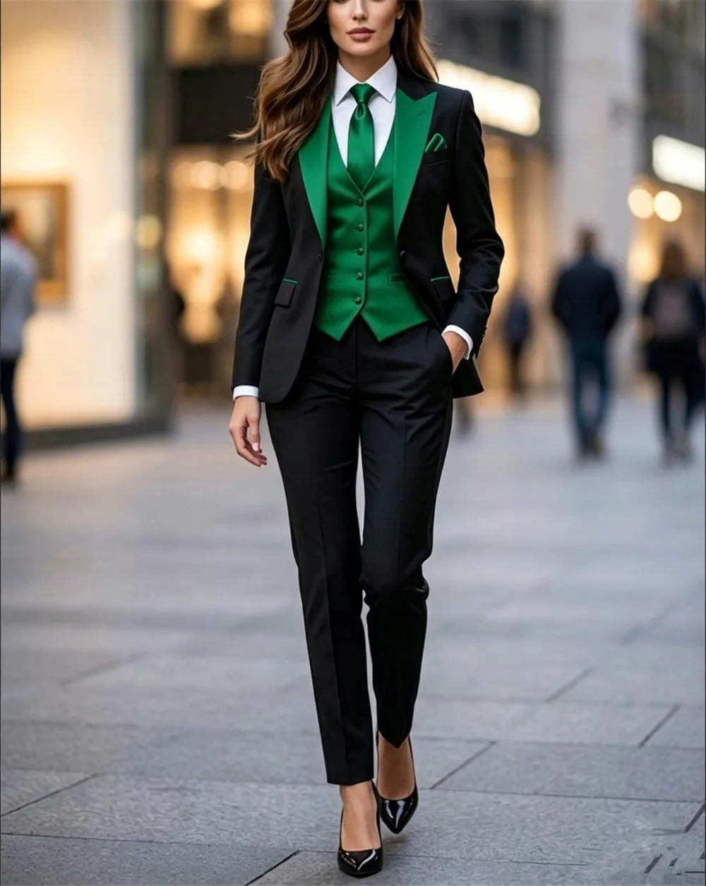 

New Women's Tuxedo 3-Piece Elegant Slim Fit Women's Suits Formal Party Wear Outfits (Blazer+Vest+Pants)