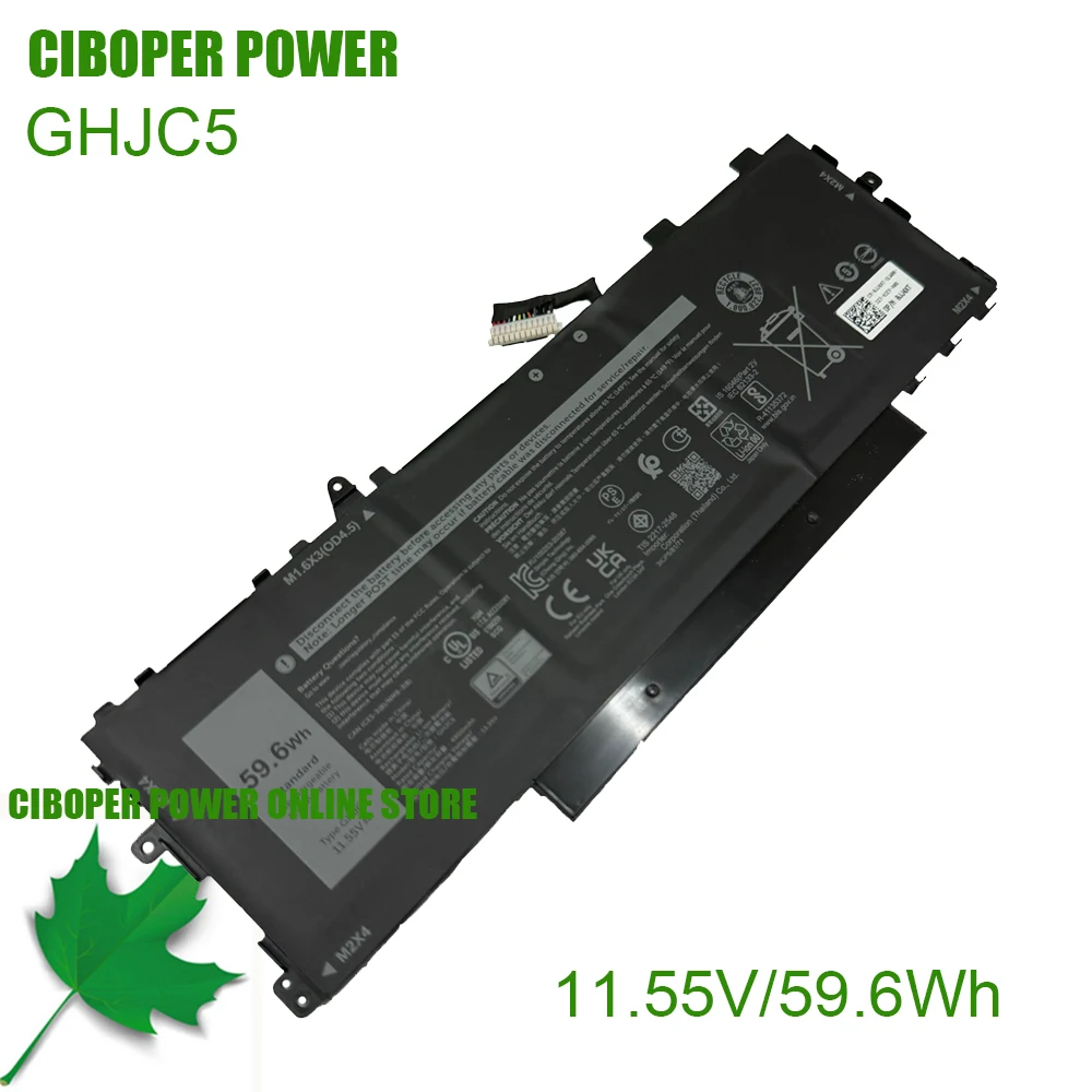 

CP Laptop Battery GHJC5 0JJ4XT 3VV58V TH85 11.55V/59.6Wh 7.7V/39.7Wh For Latitude 9420 2-IN-1 Series Notebook