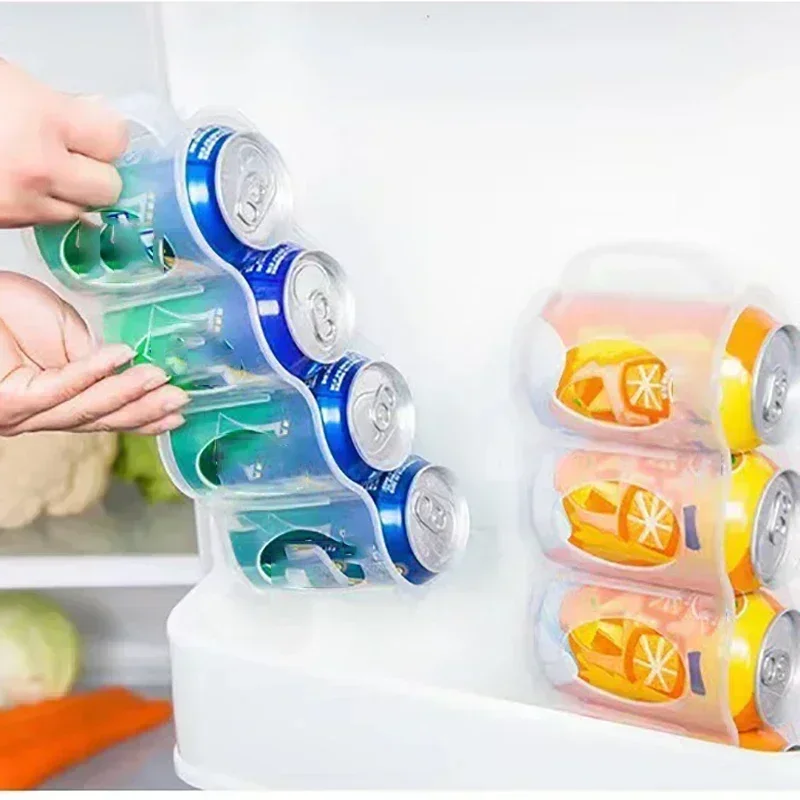 4 Hole Beverage Soda Drink Can Organizer Racks Fridge Drink Bottle Holder Beer Refrigeration Shelf Home Kitchen Storage Box Case