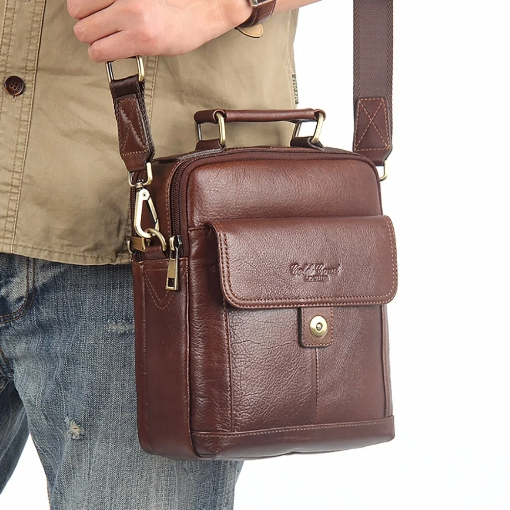 

Genuine Leather Men Messenger Bag Tote Handbag Designer Business Male Natural Skin Single Shoulder Top Handle Cross Body Bags