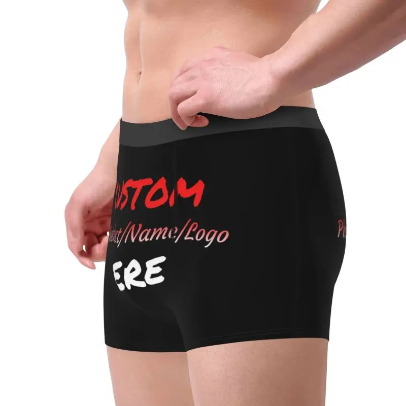 Custom Underwear with Your Photo Text Name Logo Men Boxers Short Underpants Soft Breathable Boxer Briefs with Elastic Waistband
