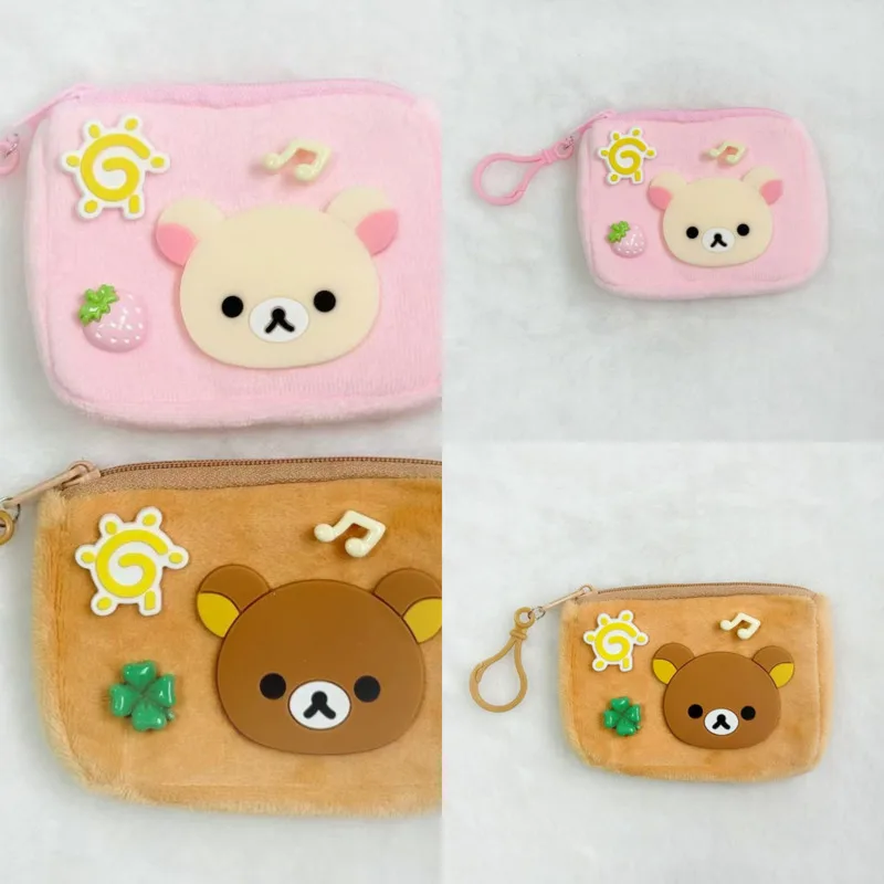 

Kawaii Japanese Rilakkuma Plush Coin Purse 2025 Cute Bear Design Key Chain Pendant Storage Bag Backpack Decoration For Girls New