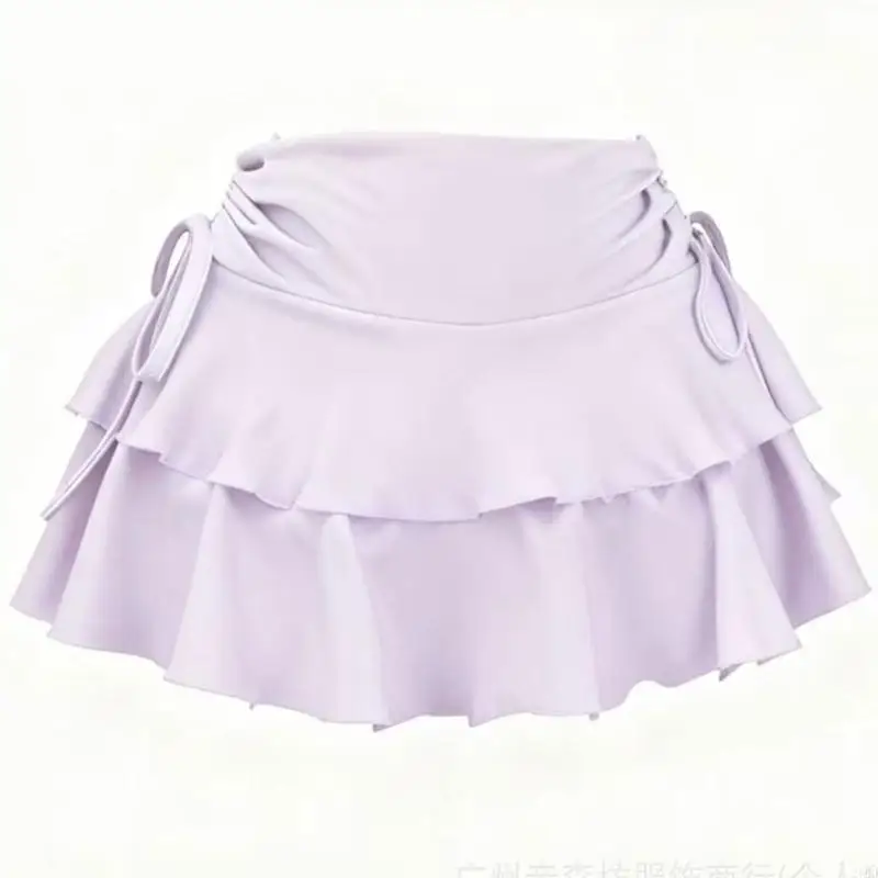 Adjustable Waist Low Rise Pleated Skirt With Breathable Polyester Short Dress Fashion Party Skirts Simple Maintenance