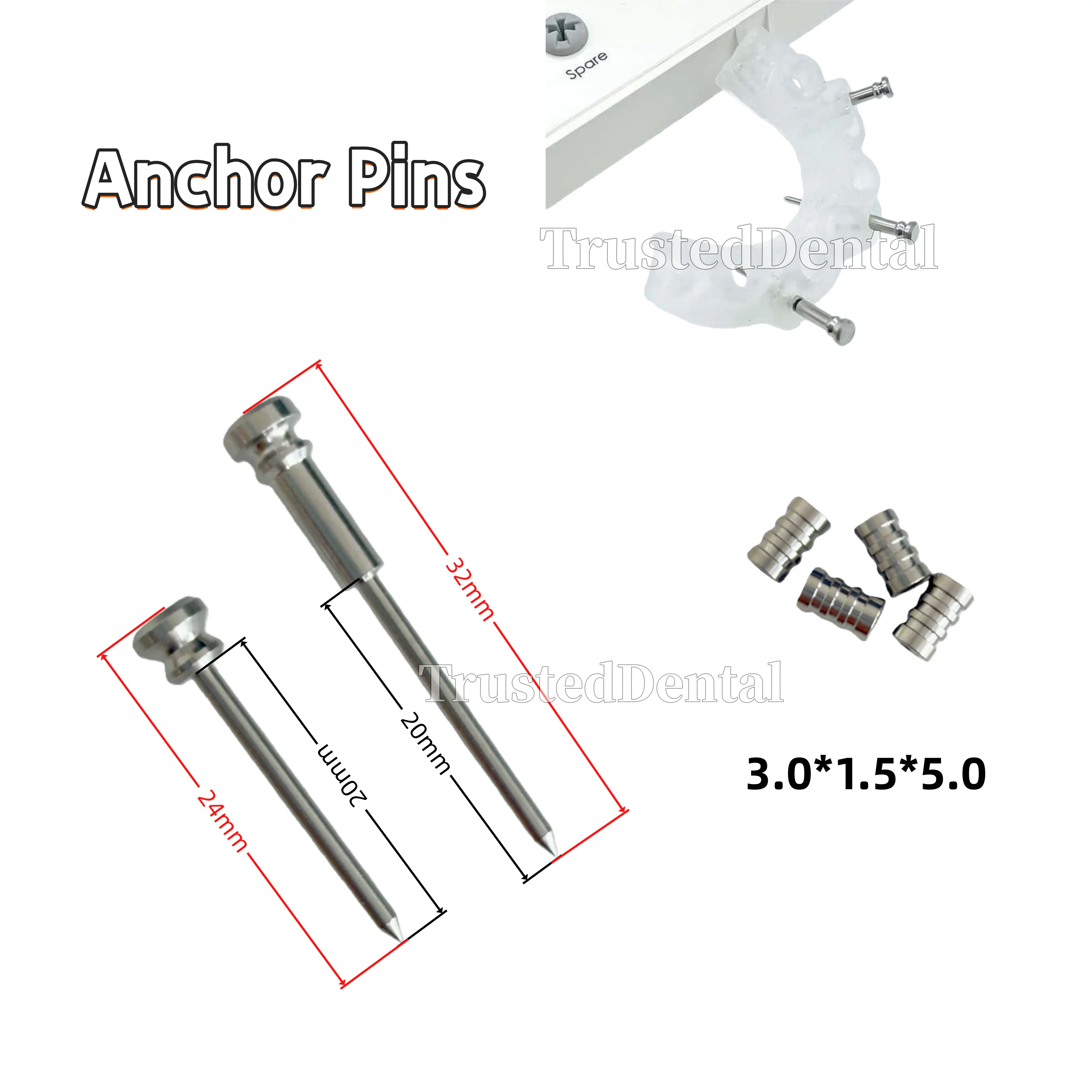 

Dental Guided Anchor Pin Dentistry Guided Sleeves Guide Implant Template Fixation Φ1.5