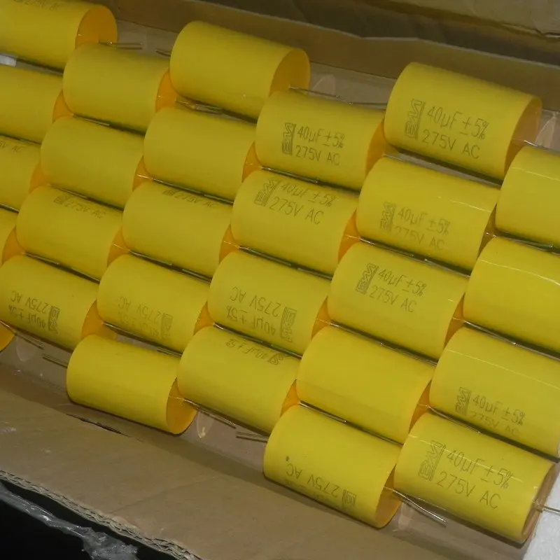 2PCS/LOT Copper Terminal 275V 40µF 275VAC 40.0µF 406J 38*60MM CBB20 PMT Axial Film Capacitor
