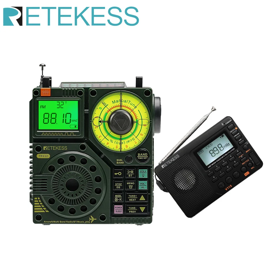 

Retekess TR112 Ham Radio Emergency Amateur Shortwave Radio SW AIR Band And V115 Digital AM FM SW Radio Support TF Card Recording