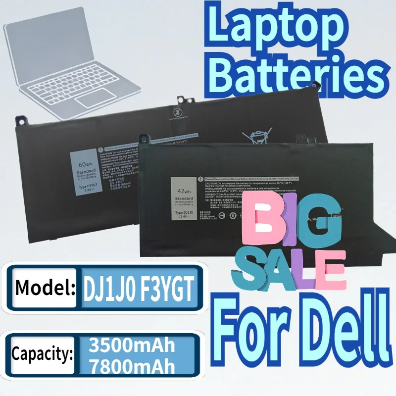 SWZY SWZY 11.4V/7.6V DJ1J0 F3YGT Laptop Batery for Dell Latitude 7480 12 13 7000 7280 7290 E7280 E7290 E7380 E7390 7000 7380 739