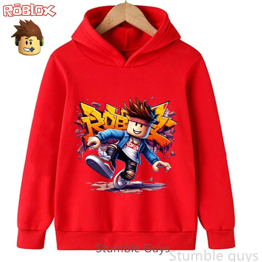 Sudadera con capucha de moda Roblox para niños, sudadera de otoño con estampado de personajes del juego en 3D, ropa cálida para niños y niñas