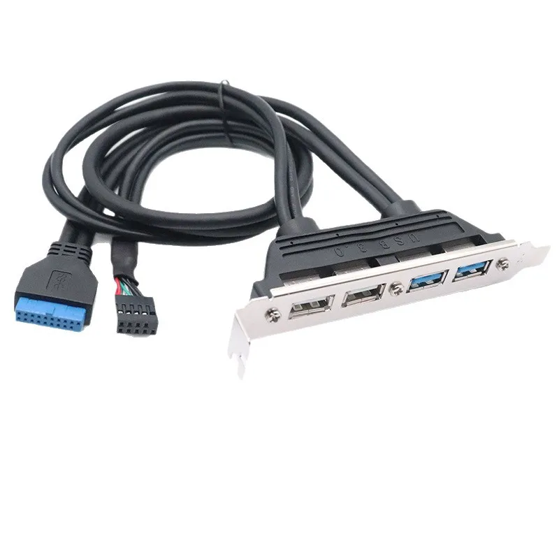 JavicTech USB Front Panel Header 9/10Pin & 19/20Pin to 2 USB 2.0 & 2 USB 3.0 Female Chassis Back Panel Port Extension Cable