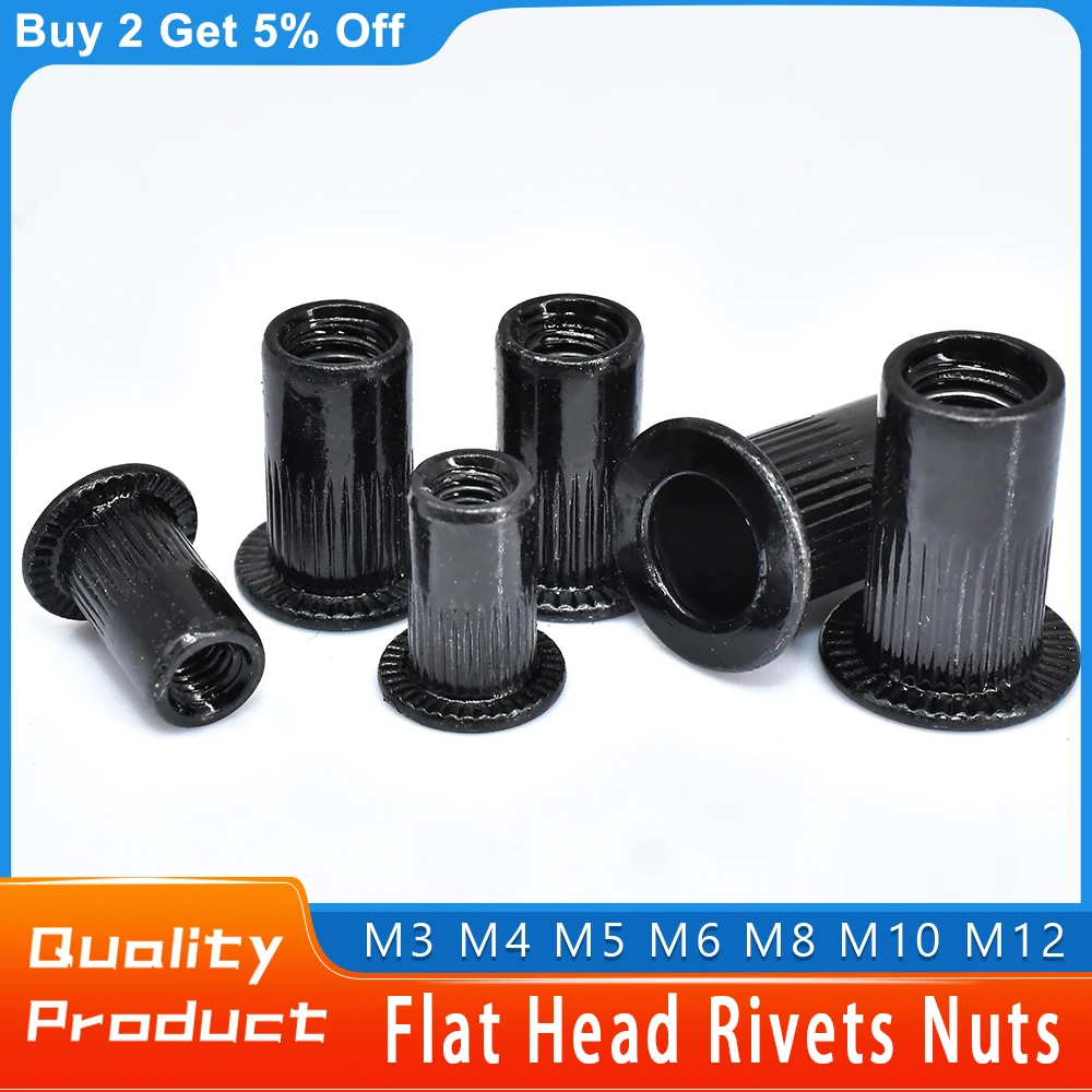 

M3 M4 M5 M6 M8 M10 M12 Flat Head Rivets Nuts Metric Threaded Insert Nutsert Caps Rivnut Zinc Plated Carbon Steel Flange Nutserts