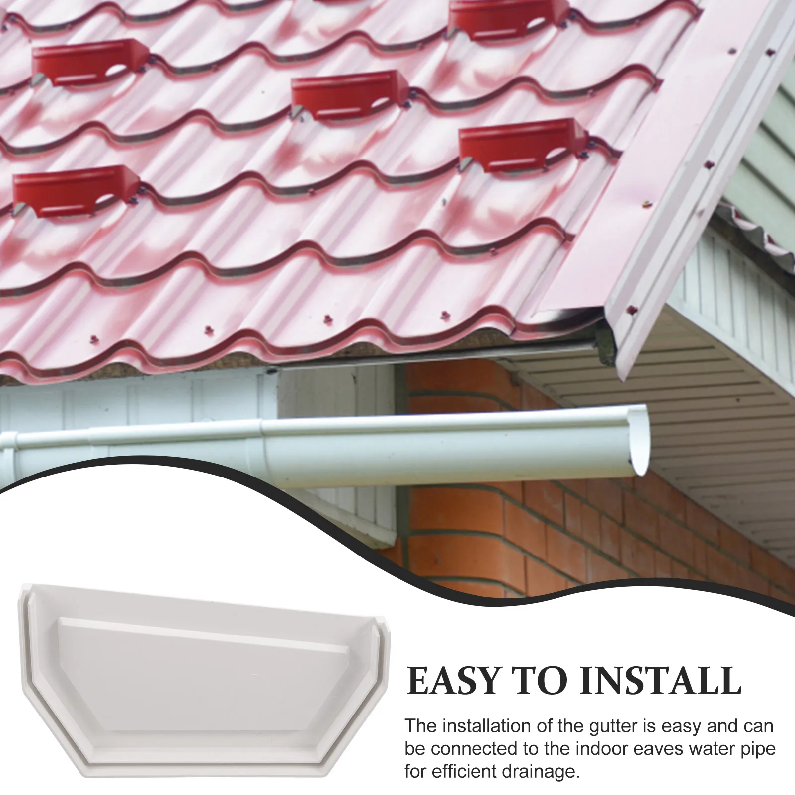 

1pcs PVC Gutter End Caps 200mm Right Block for Rain Gutters Downspout Covers Waterproof Drainage System Accessories
