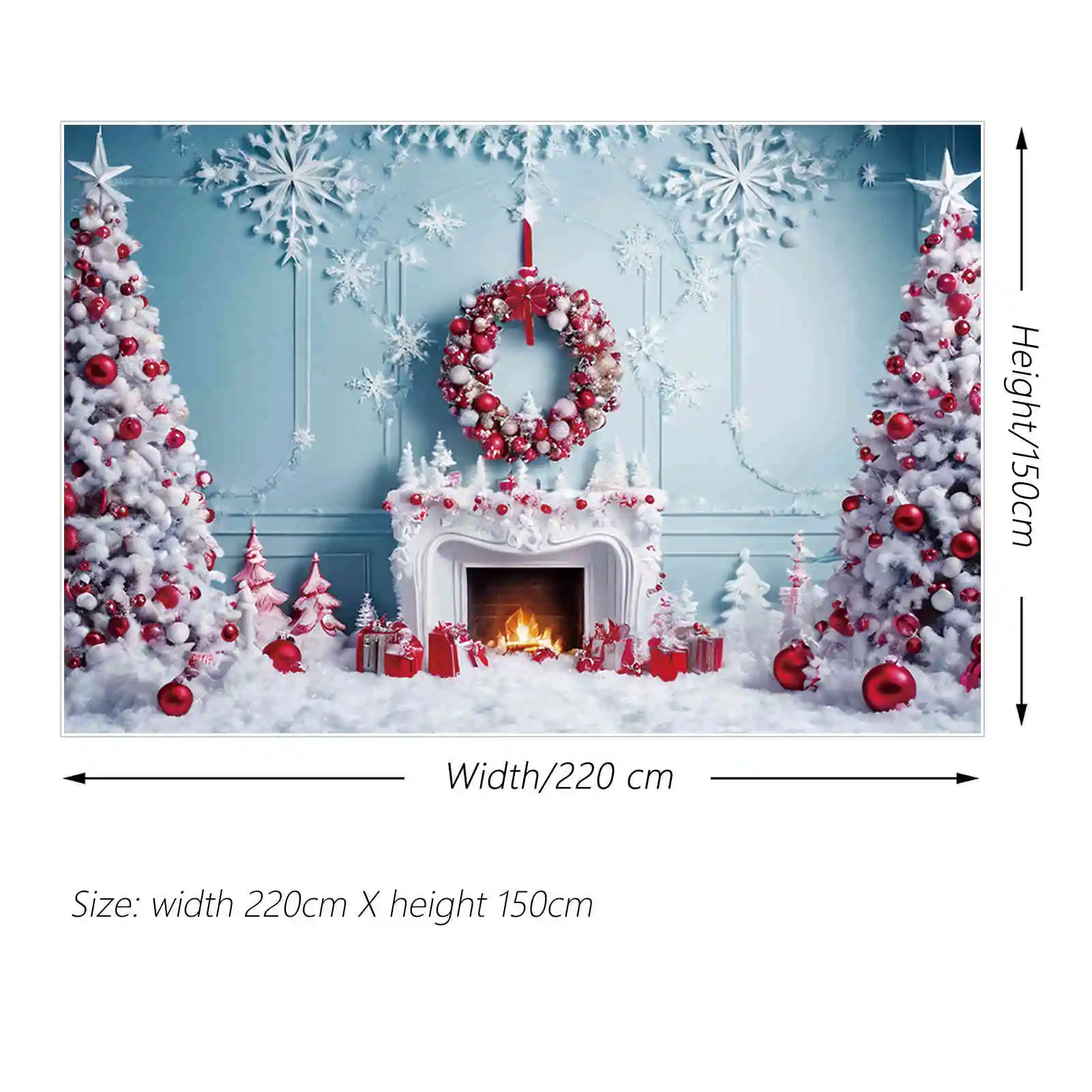 MOON.QG Christmas Snow Tree Backgrounds Living Room Snowflake Gift Silver Western Backdrop Party Decor Photo Shoot Accessories