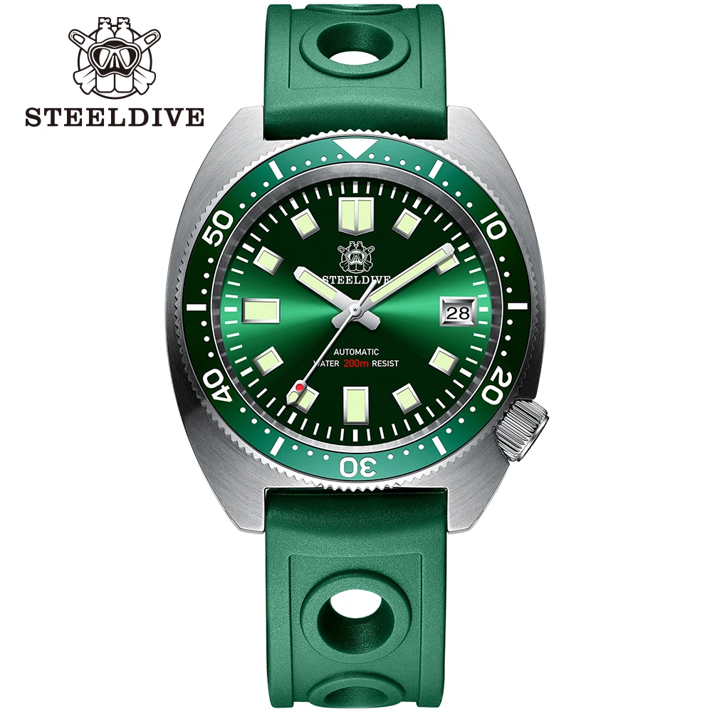 STEELDIVE 42 mm dünne Abalone SD1977 Saphirglas NH35 Uhrwerk 200 m wasserdicht blaue mechanische Taucharmbanduhr für Herren