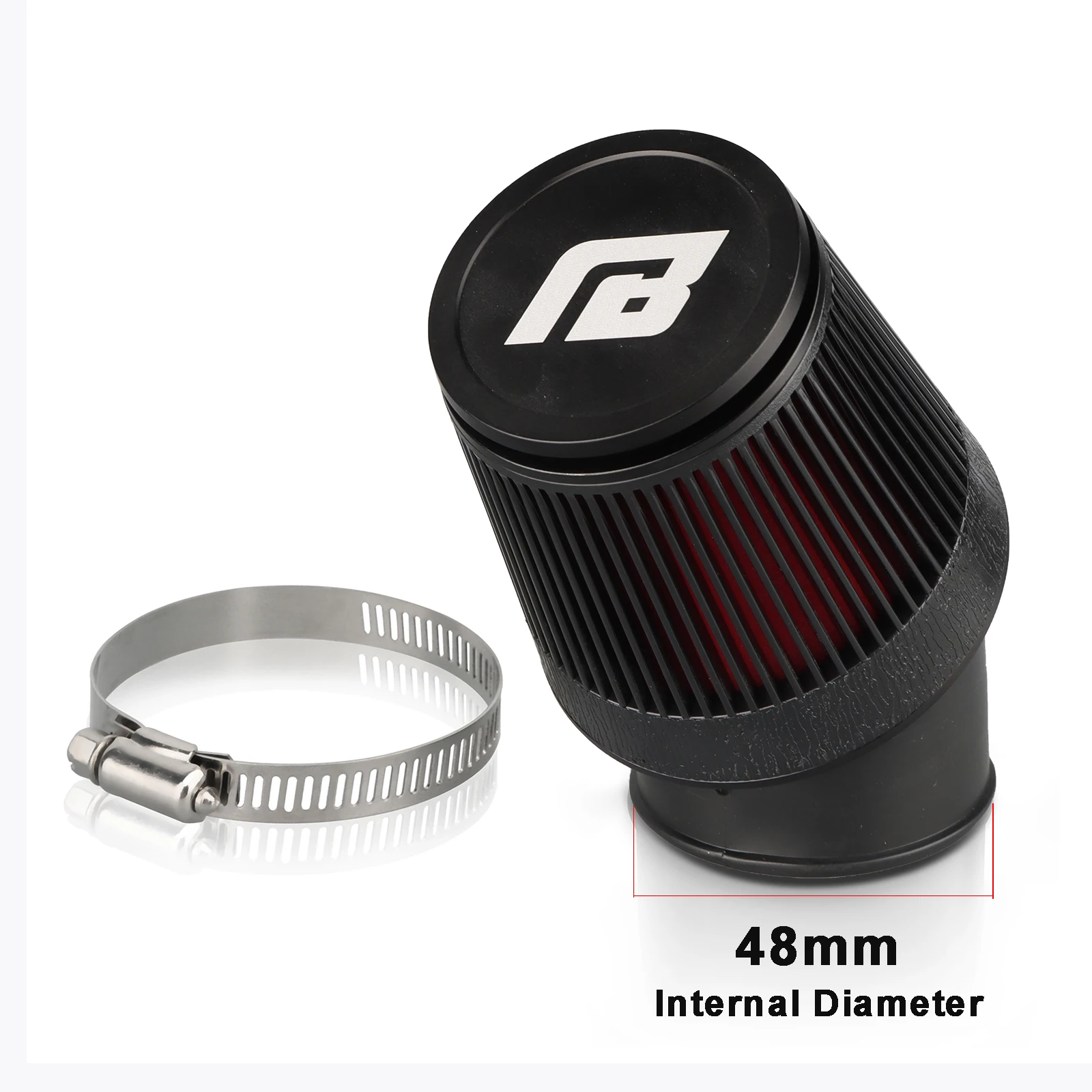 NIBBI CNC Universal Luftfilter Motorrad 42 mm 48 mm Pilzkopf Luftfilter 45 Grad Biegung Lufteinlassrohr Filter PitBike – Detail 5