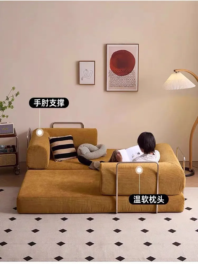 Vacuum Compressed Sofa Second-Hand Living Room Double Folding Dual-Use Small Apartment Modular Fabric Lazy Sofa Bed