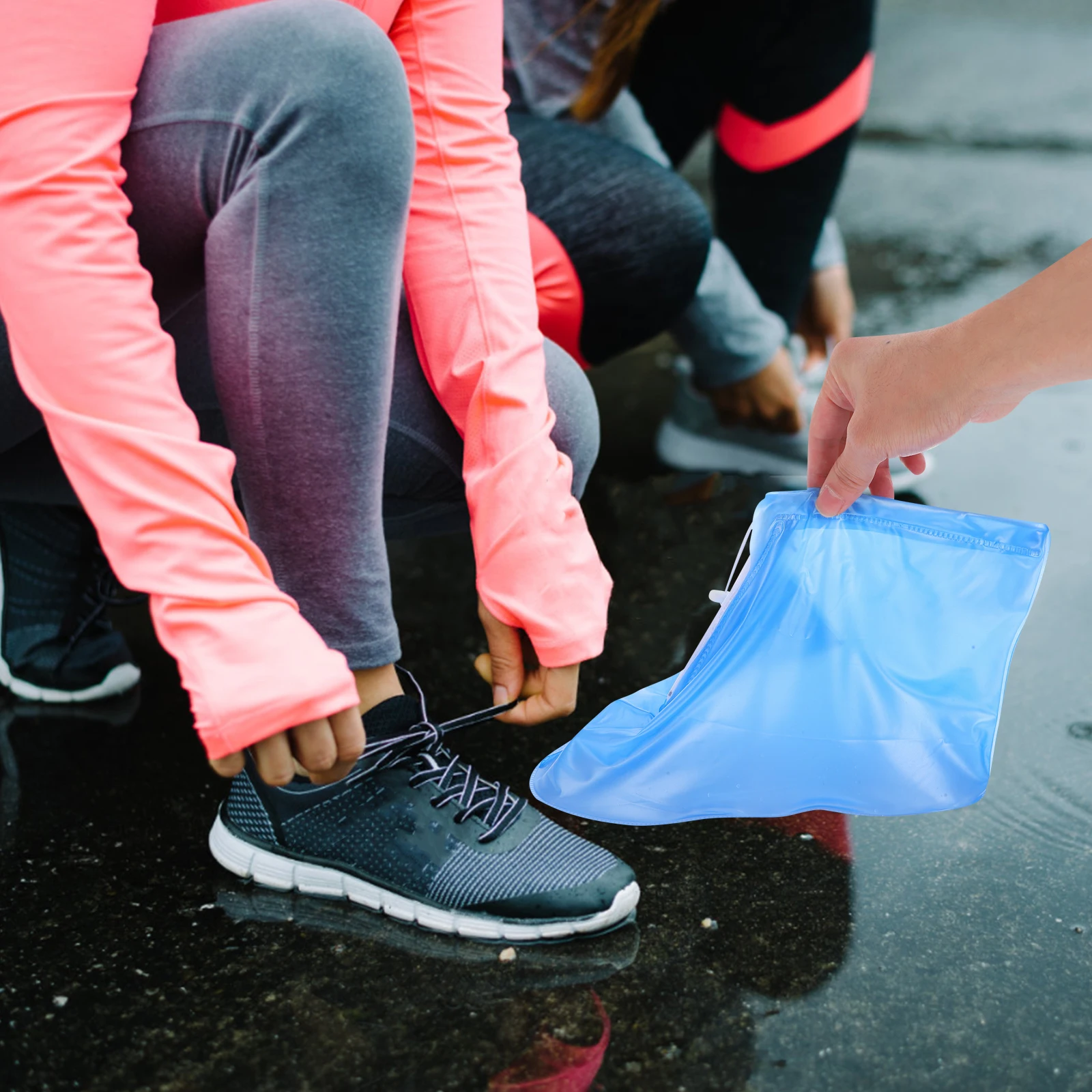 

1 Pair Reusable Waterproof Shoe Covers Thick Pvc Rain Boot Overshoe Zipper Closure Non Slip For Rainy Days Travel Hiking Camping