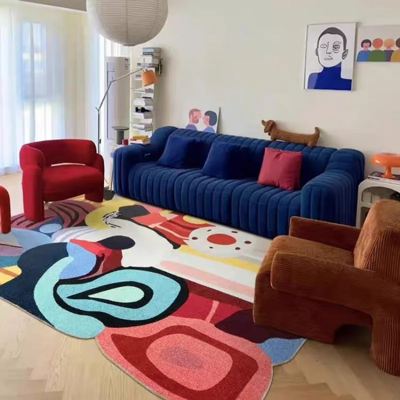 Creative Art Living Room Large Area Carpet Colorful Dopamine Bedroom Rugs Geometric Irregular Abstract Decorative Children's Rug