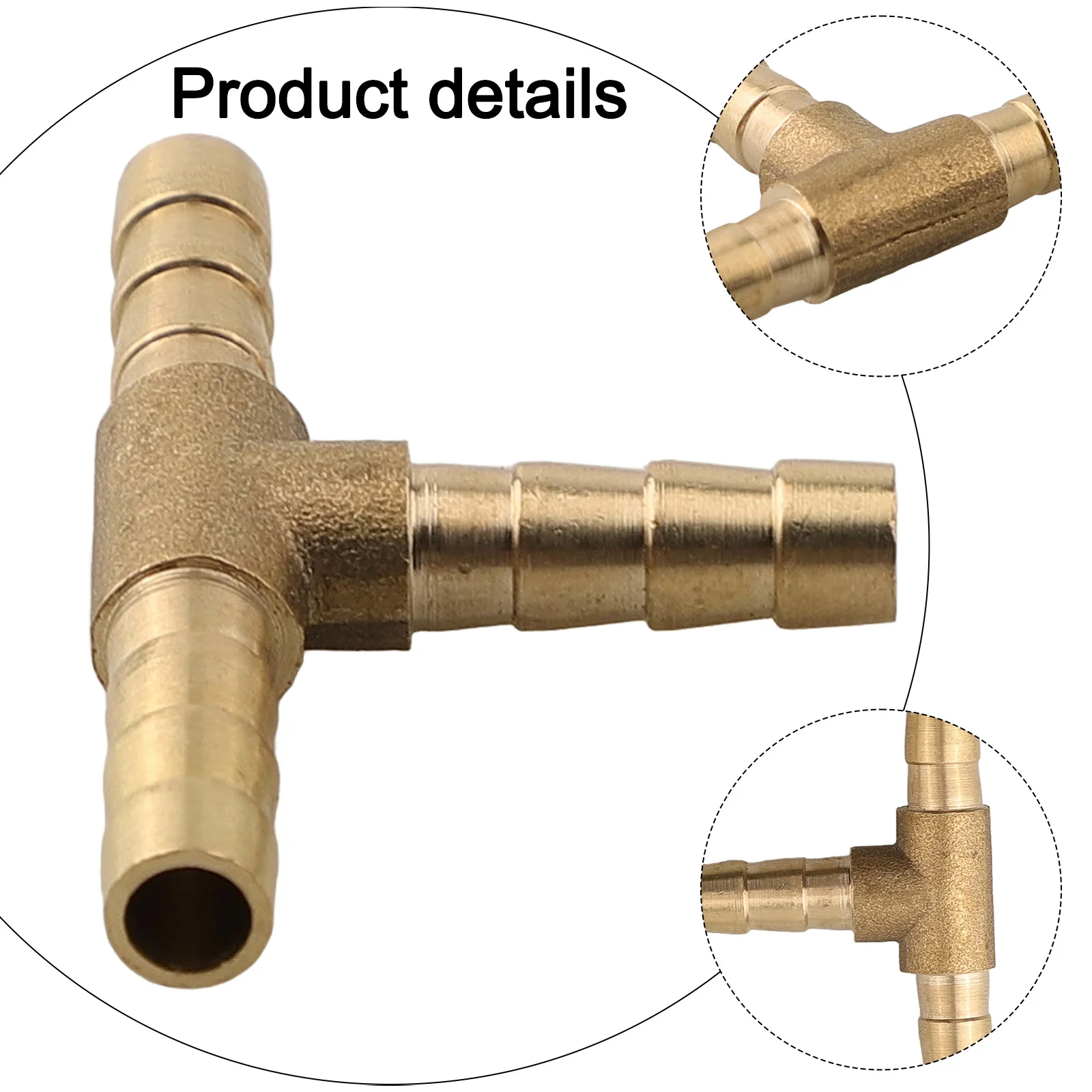 6/8mm Barbed T Splitter Fitting Brass 3 Ways Barbed Tee Splitter Fitting Tubing Hose Connector Splitter Coupler Adapter