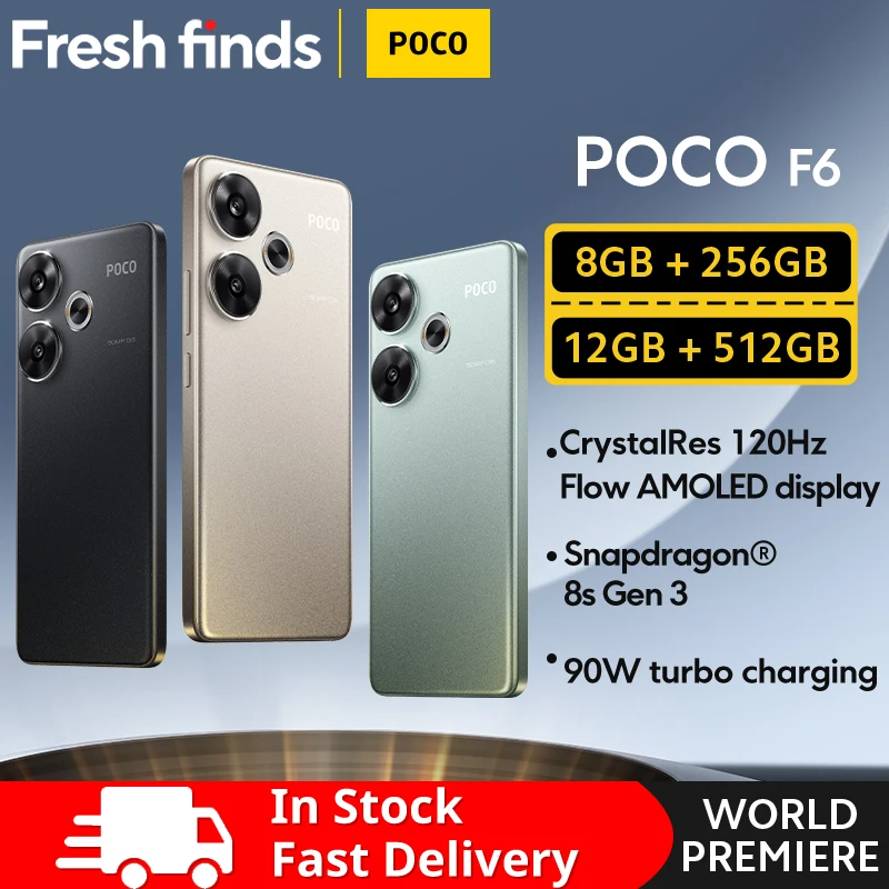 World Premiere POCO F6 Smartphone Global Version Snapdragon®8s Gen 3 NFC 120Hz Flow AMOLED 90W Turbo Charging 5000mAh Battery