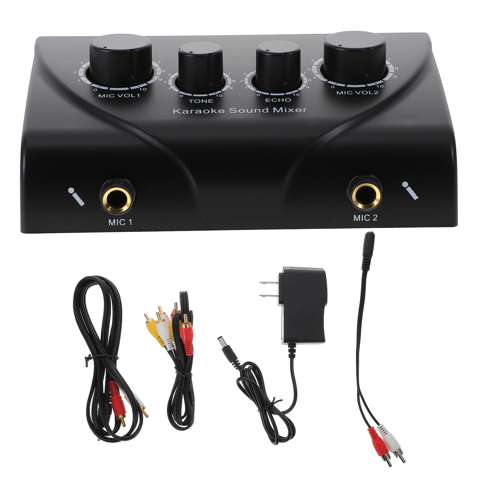 

Professional Karaoke Mixer with Dual Mic Inputs Volume Tone Low Noise High Quality Long Lasting Use for Home Stage