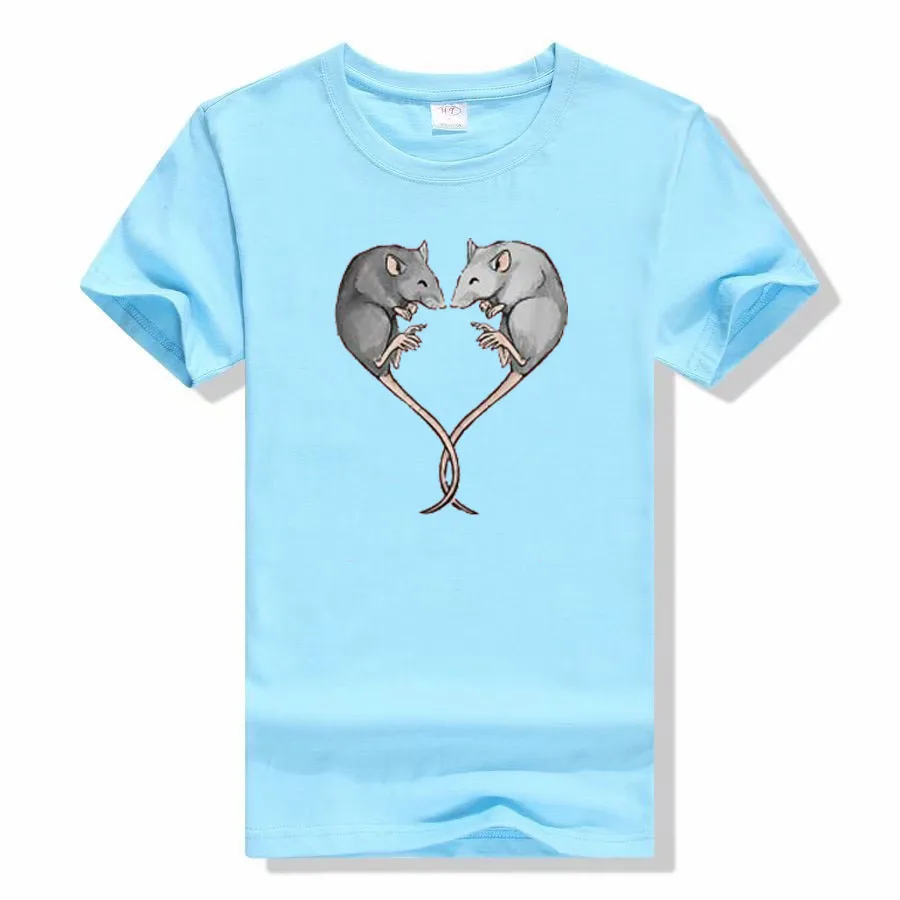 Fancy Rat Gifts Clothes Cute Mouse Print Graphic T-Shirts Rat-Heart Tee Tops Streetwear  Valentine Boyfriends Girlfriends Gifts