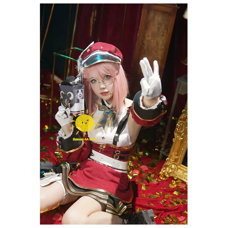 DY20Charlotte Cosplay Genshin Impact Kostum Cosplay Seragam Permainan Anime Pakaian Rok Wig Charlotte Hadiah Pesta Halloween untuk W