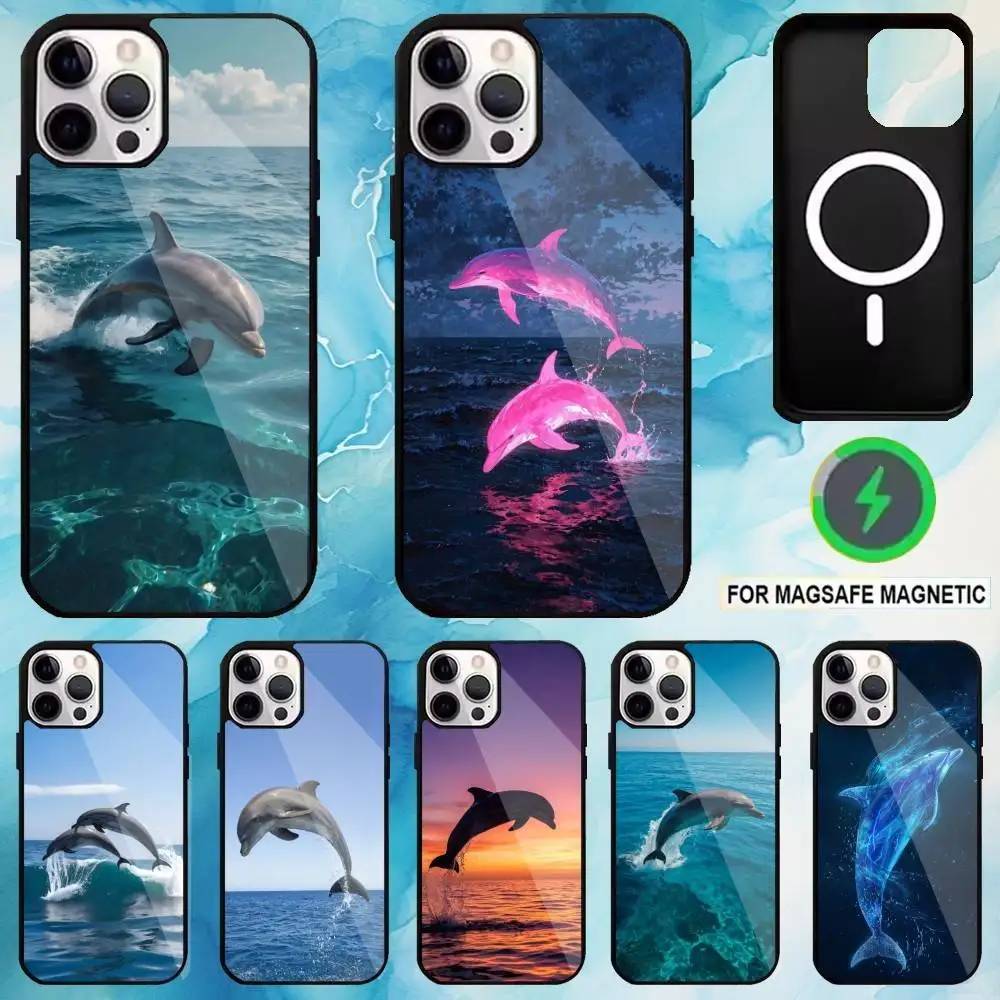 

Cute Dolphin Phone Case For iPhone17,16,15,14,13,12,11 Plus,Pro Max Magnetic For Magsafe Wireless Charging